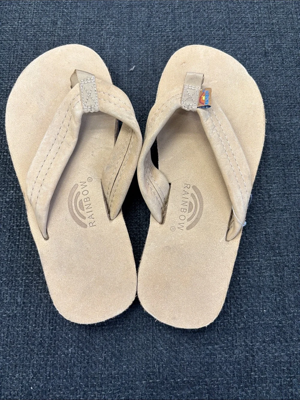 Rainbow Kids Beige Suede Flip Flop Sandals Size 13/1 8.5 inches